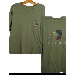 Duck Head Mens Logo Short Sleeve T-Shirt Cotton Poly Blend L Mallard Olive Green